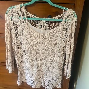 Boho Cream lace long sleeve with Cami